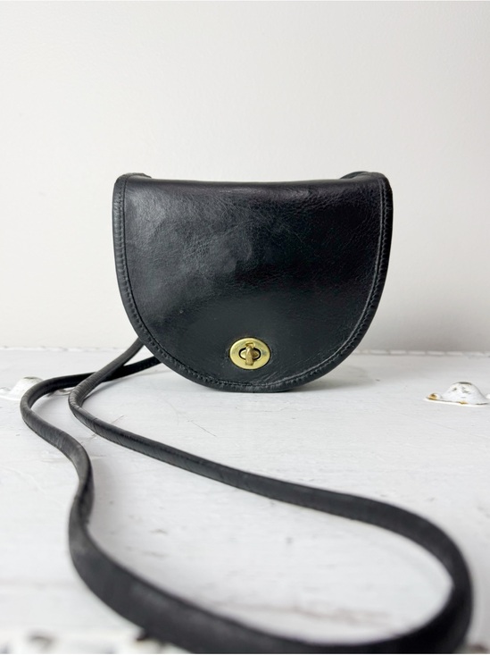 Coach Handbags - Coach Vintage Mini Bag Black Leather Brass Turnlock Crossbody